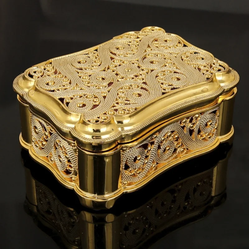 European Style Square Shape Jewelry Storage Box Organizer Electroplating Alloy Golden Storage Jar Earrings Ring Unique Gift
European Style Square Shape Jewelry Storage Box Organizer Electroplating Alloy Golden Storage Jar Earrings Ring Unique Gift