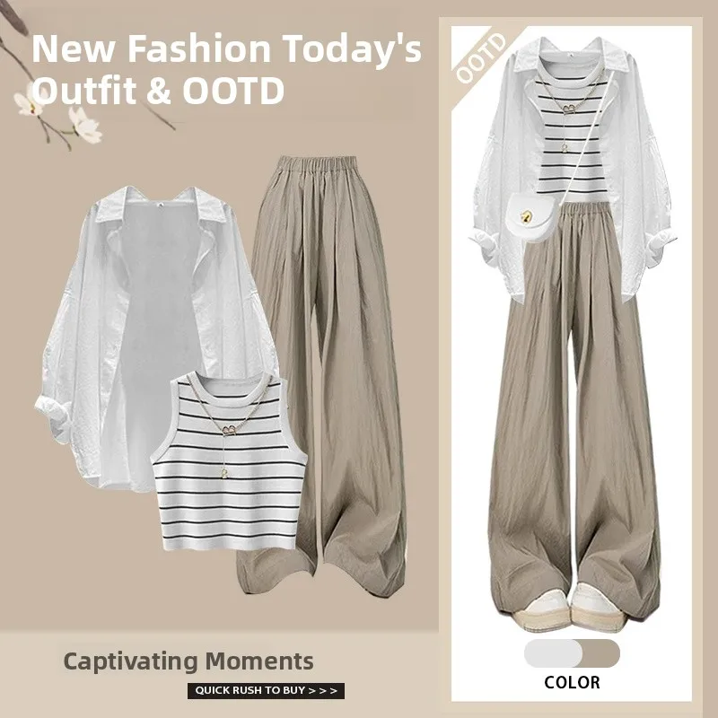 New 2026 Spring Fashion Women's Three-Piece Set Sun Protection Shirt Casual Pants Strap Vest Anti-Aging Elegant Polyester Fiber
New 2026 Spring Fashion Women's Three-Piece Set Sun Protection Shirt Casual Pants Strap Vest Anti-Aging Elegant Polyester Fiber