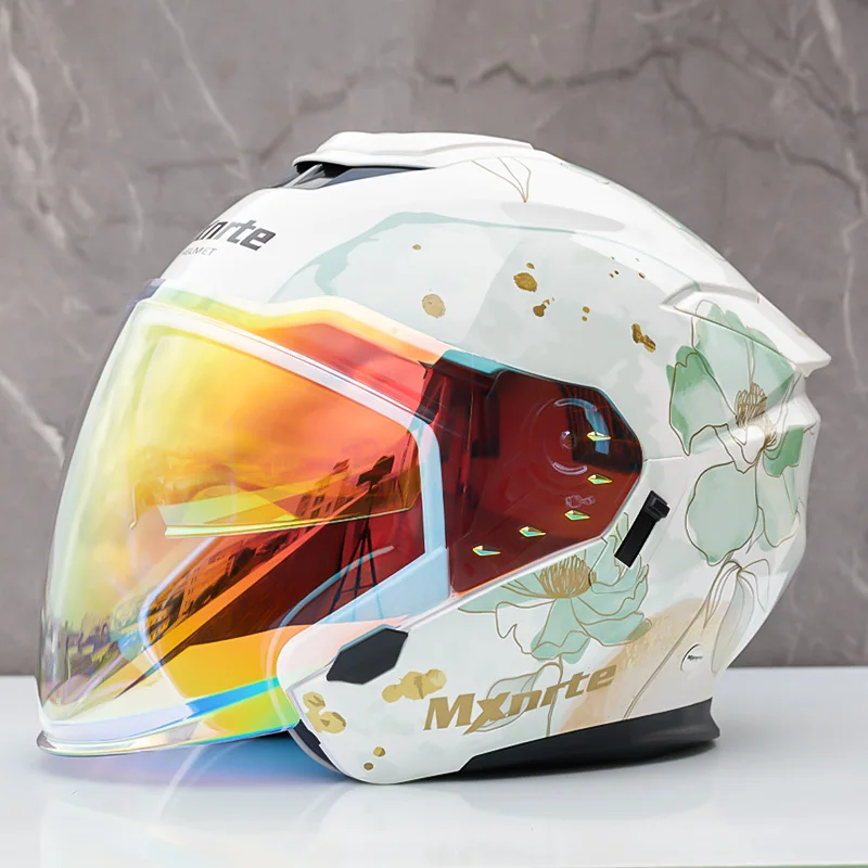 Double Lens Half Helmet Mxnrte Lotus Leaf Green Helmet Motorcycle Off-Road Safety Helmet DOT Approved Casco Casque Men and Women
Double Lens Half Helmet Mxnrte Lotus Leaf Green Helmet Motorcycle Off-Road Safety Helmet DOT Approved Casco Casque Men and Women