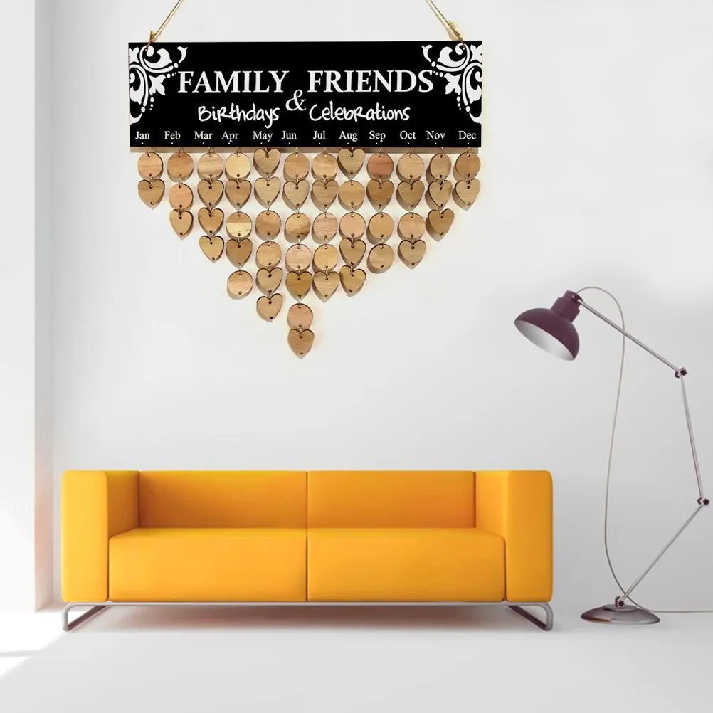 102Pcs Wooden Family Birthday Calendar Board DIY Anniversary Reminder Plaque Wall Hanging with Hearts Discs Tags for Home Party
102Pcs Wooden Family Birthday Calendar Board DIY Anniversary Reminder Plaque Wall Hanging with Hearts Discs Tags for Home Party