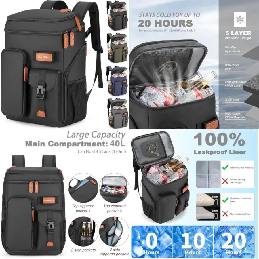 Insulated Cooler Backpack, 33/45 Cans Multifunctional Double Deck Leakproof Cooler Bag with Sternum Strap, Large Capacity Light
Insulated Cooler Backpack, 33/45 Cans Multifunctional Double Deck Leakproof Cooler Bag with Sternum Strap, Large Capacity Light