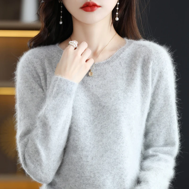 New O-neck 100% mink cashmere sweater in autumn and winter Women's long sleeve blouse warm and loose knit pullover
New O-neck 100% mink cashmere sweater in autumn and winter Women's long sleeve blouse warm and loose knit pullover