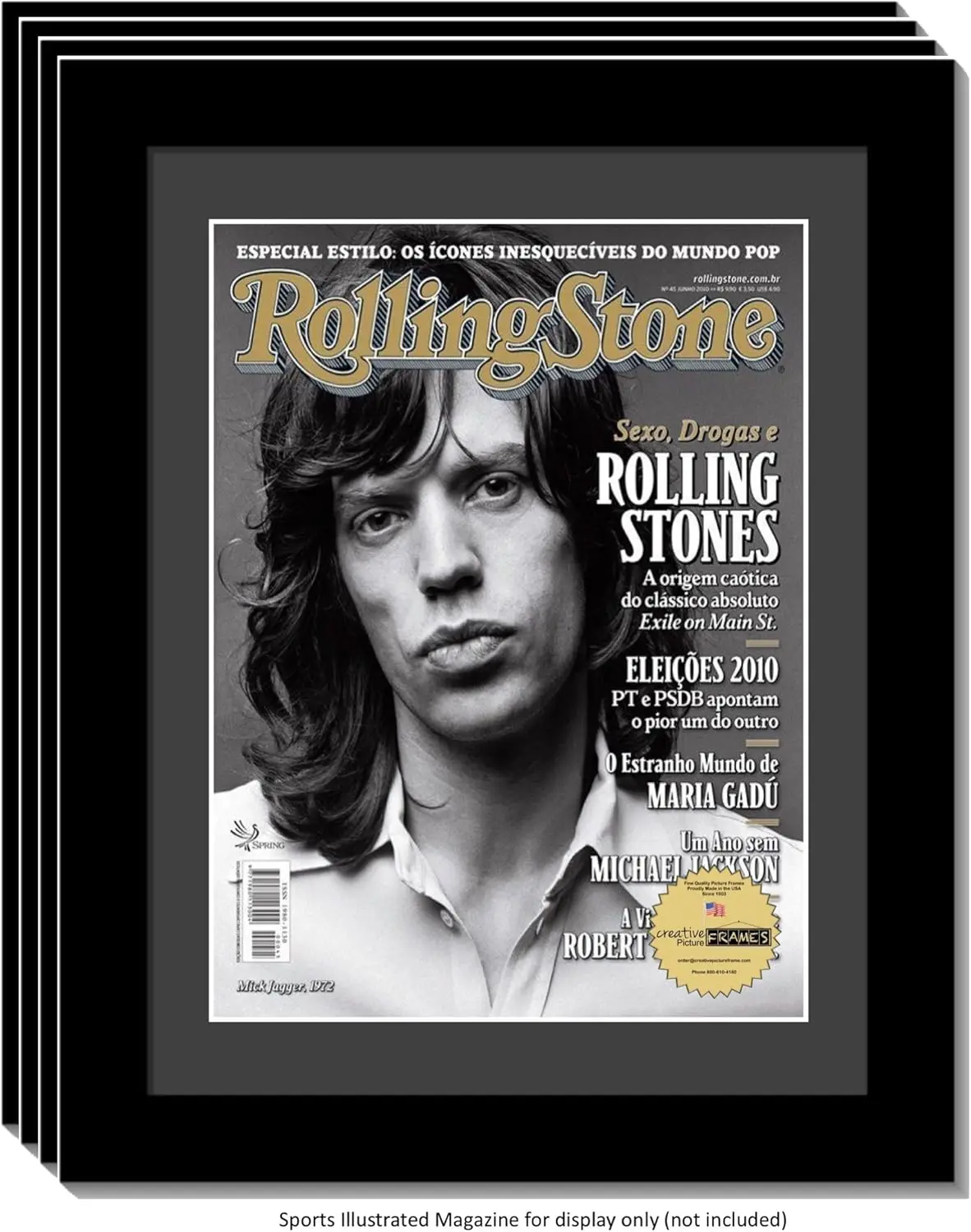 10.5x12.5 Collectors Edition Rolling Stones Magazine Frame, Displays 1967 Magazines w/Black Matting and Wall Hanger (Pac
10.5x12.5 Collectors Edition Rolling Stones Magazine Frame, Displays 1967 Magazines w/Black Matting and Wall Hanger (Pac