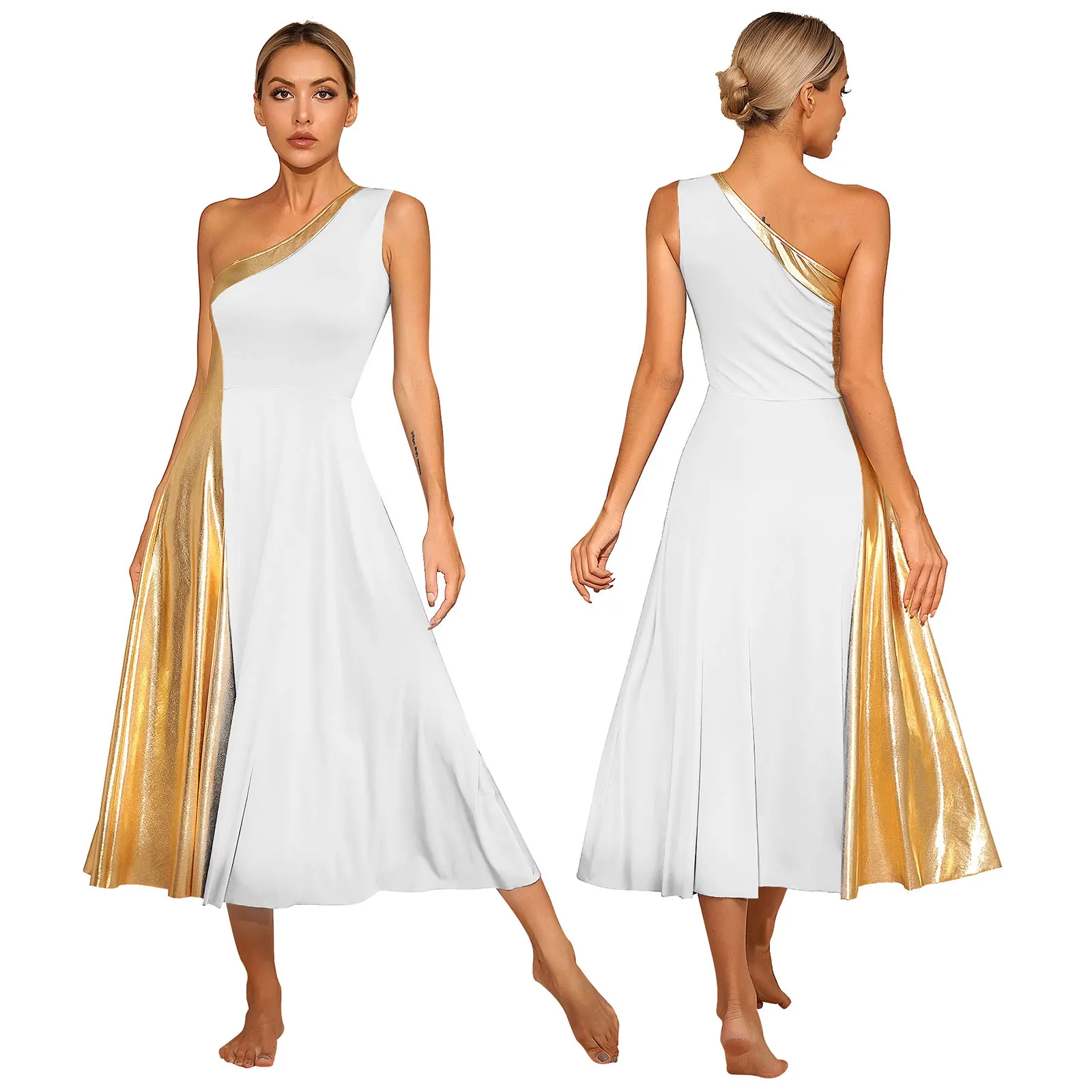 Womens Lyrical Praise Dance Dress Church Choir Ballroom Stage Performance Costume One Shoulder Sleeveless Maxi Dresses Dancewear
Womens Lyrical Praise Dance Dress Church Choir Ballroom Stage Performance Costume One Shoulder Sleeveless Maxi Dresses Dancewear