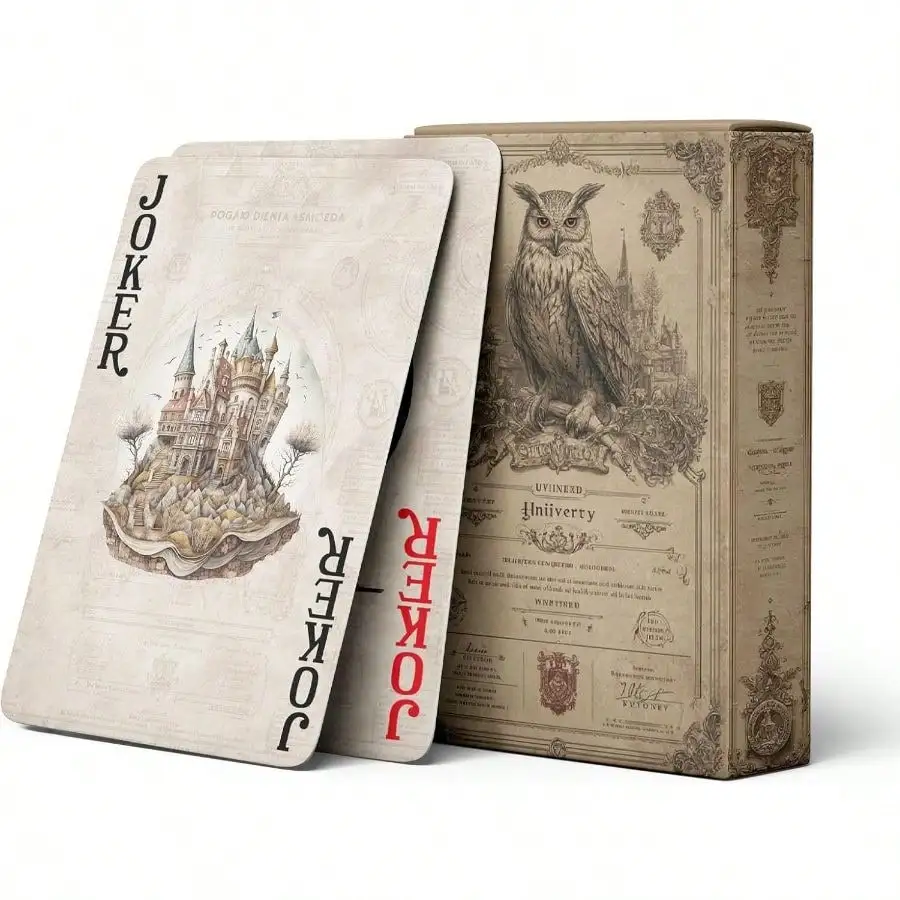 Magic Academy Theme Playing Cards, Retro Style Poker Cards, 54 Unique Illustrations Playing Card, Double-Sided Anti Slip Pattern Design, Suitable And