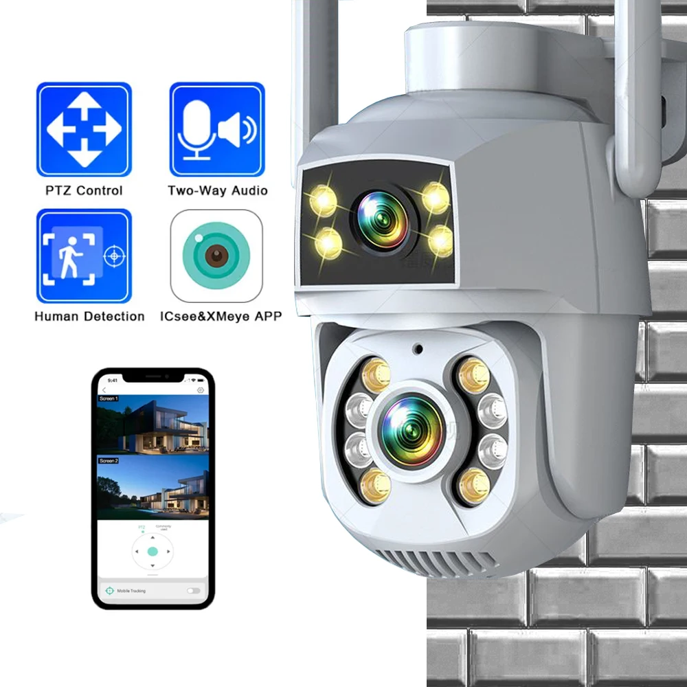 iCSee 4K 8MP WiFi PTZ IP Camera Dual Lens Dual Screen 2K 4MP Security Outdoor Camera IP66 Two Way Audio Surveillance CCTV Cam
iCSee 4K 8MP WiFi PTZ IP Camera Dual Lens Dual Screen 2K 4MP Security Outdoor Camera IP66 Two Way Audio Surveillance CCTV Cam