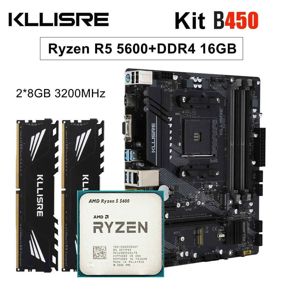 Комплект Kllisre B450 amd ryzen с процессором 5 R5 5600 DDR4 16 ГБ (2x8 ГБ) 3200 МГц памяти B450M AM4 материнская плата
Комплект Kllisre B450 amd ryzen с процессором 5 R5 5600 DDR4 16 ГБ (2x8 ГБ) 3200 МГц памяти B450M AM4 материнская плата