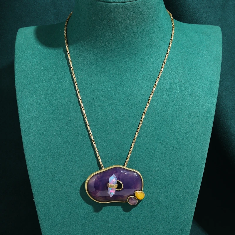 Vintage Natural Stone Purple Pendant Necklaces Rhinestones Gold Color Woman Accessories Party Dress Luxury Dubai Jewelry 2026
Vintage Natural Stone Purple Pendant Necklaces Rhinestones Gold Color Woman Accessories Party Dress Luxury Dubai Jewelry 2026