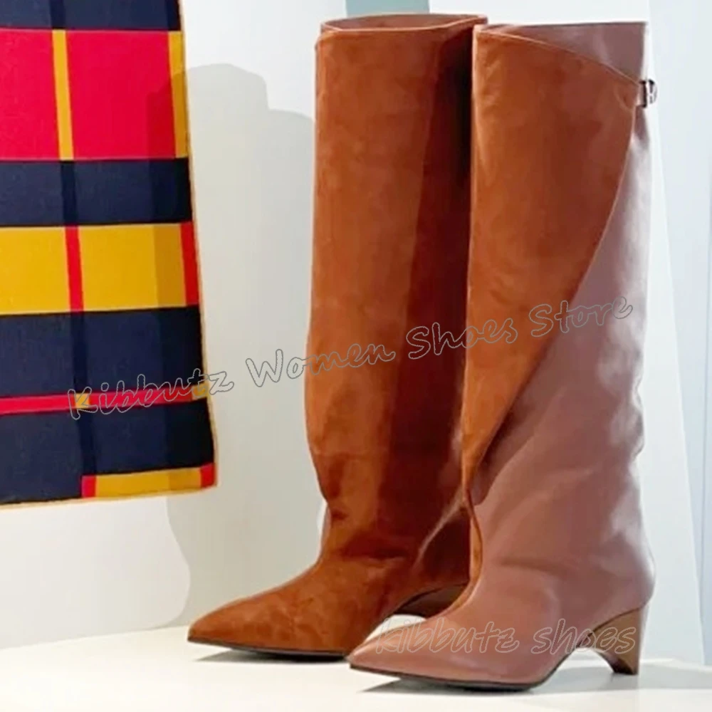 Patchwork Knee High Boots Belt Buckle Genuine Leather Solid Color Fashion Concise Sexy Women Shoes Pointy Kitten Heels Slip-On
Patchwork Knee High Boots Belt Buckle Genuine Leather Solid Color Fashion Concise Sexy Women Shoes Pointy Kitten Heels Slip-On