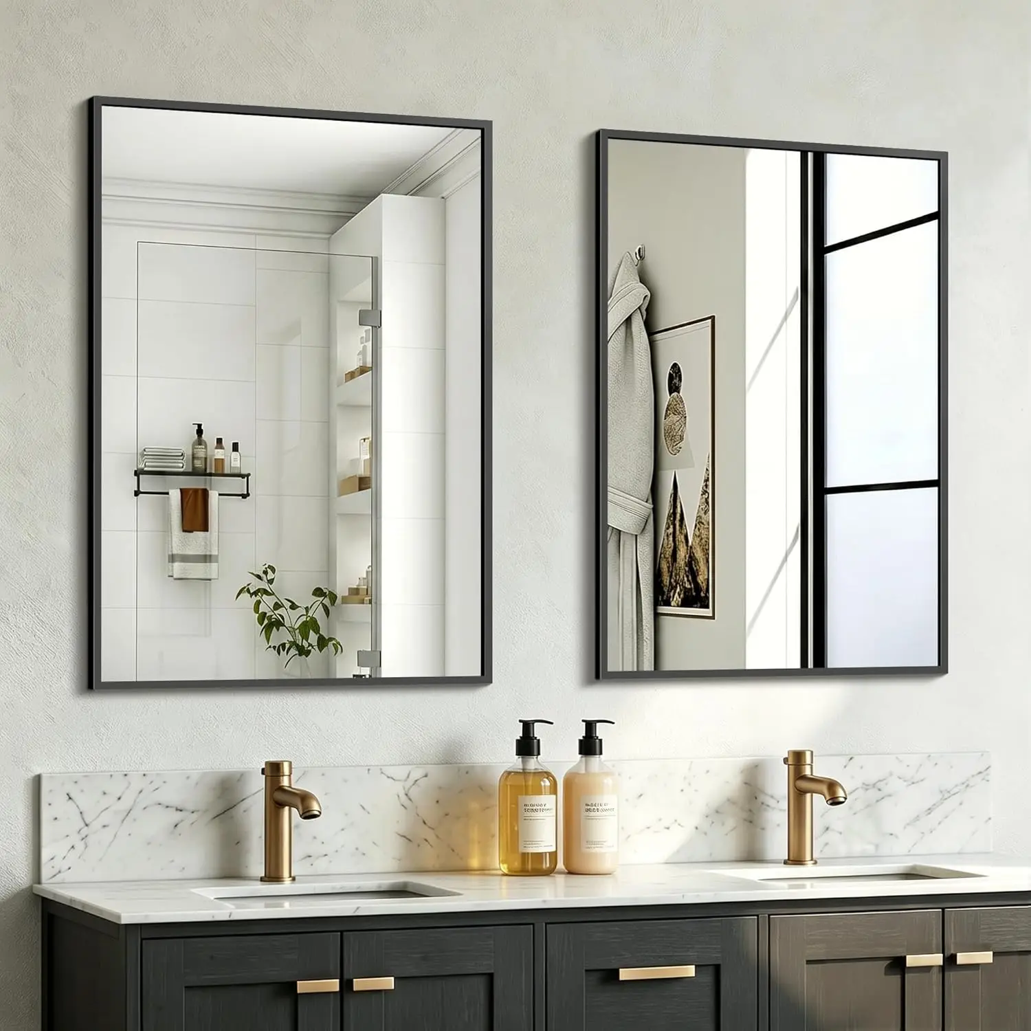 Bathroom Mirror for Wall, 2 Pack 20'x30' Black Vanity Mirror with Metal Frame for Over Sink, Bathroom, Bedroom, Living Room, Ent
Bathroom Mirror for Wall, 2 Pack 20'x30' Black Vanity Mirror with Metal Frame for Over Sink, Bathroom, Bedroom, Living Room, Ent