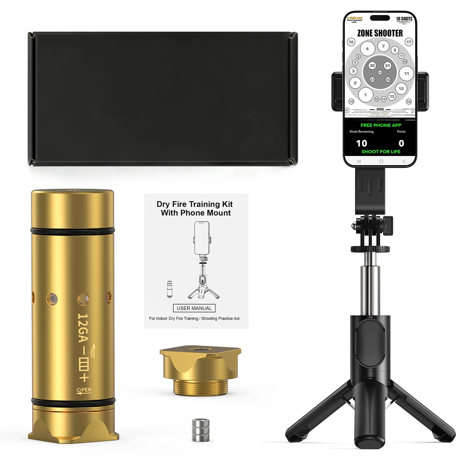 Laser Dry Fire Kit, Real-Time Feedback with Phone Mount, Train at Home.
Laser Dry Fire Kit, Real-Time Feedback with Phone Mount, Train at Home.