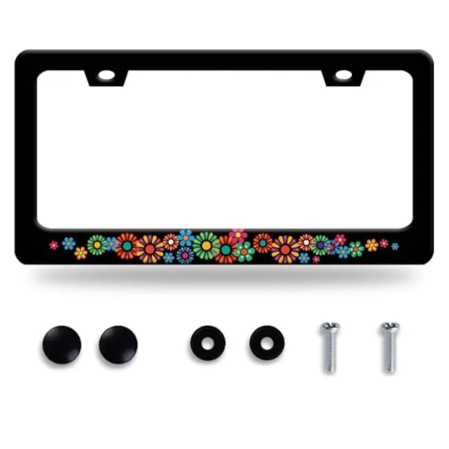 Colorful Hippie Flowers License Plate Frame Beautiful Floral License Plate Frames Stainless Steel Accessories Cars Decor with 2
Colorful Hippie Flowers License Plate Frame Beautiful Floral License Plate Frames Stainless Steel Accessories Cars Decor with 2