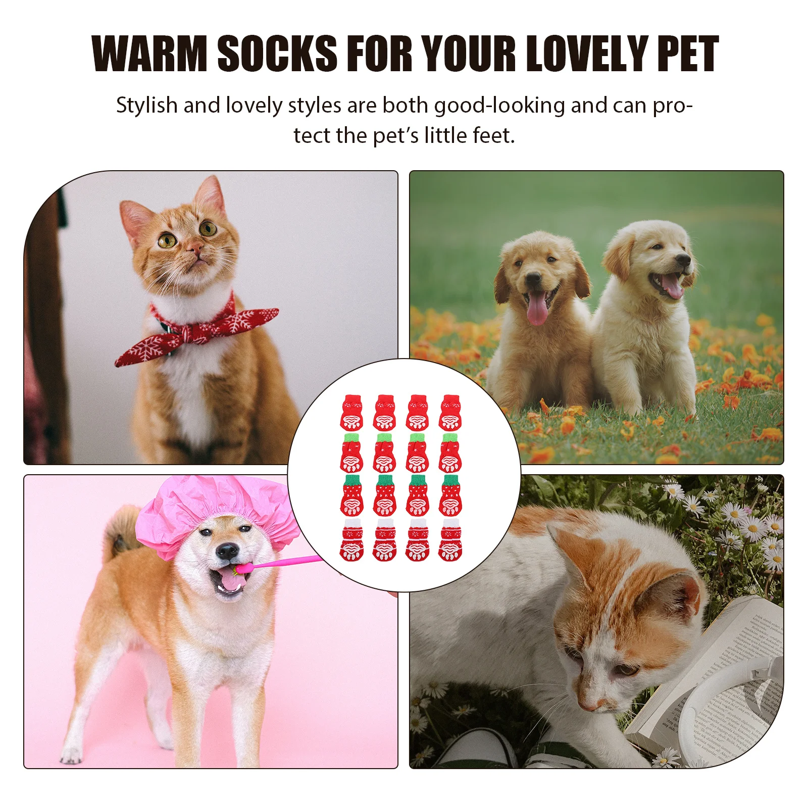16Pcs Pet Socks Cute Anti-Slip Warm Footwear for Dogs Non-Slip Paw Protectors Christmas Stockings for Pets Dog Warm Socks
16Pcs Pet Socks Cute Anti-Slip Warm Footwear for Dogs Non-Slip Paw Protectors Christmas Stockings for Pets Dog Warm Socks