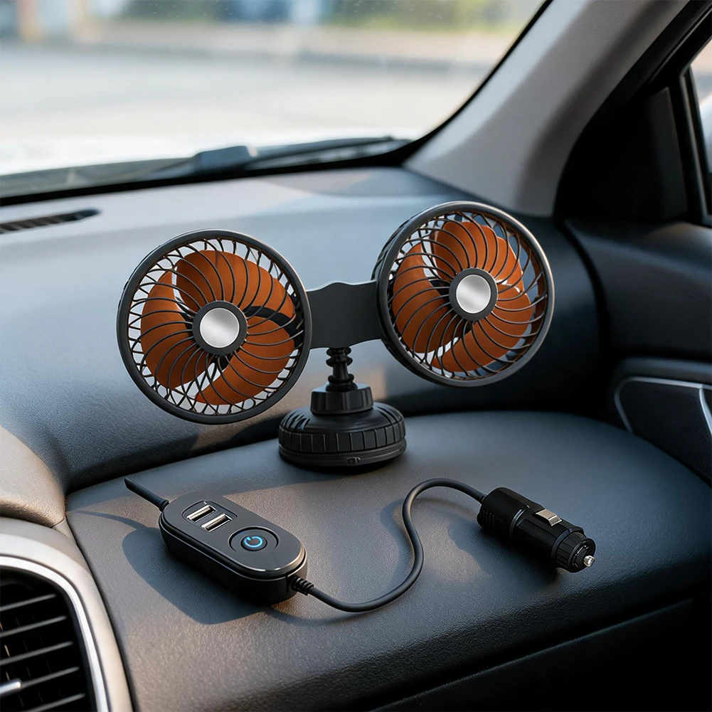 12V 24V Dual Head Car Fan With Suction Cup Mount High Wind Force Air Circulation Cooler For Vehicles
12V 24V Dual Head Car Fan With Suction Cup Mount High Wind Force Air Circulation Cooler For Vehicles