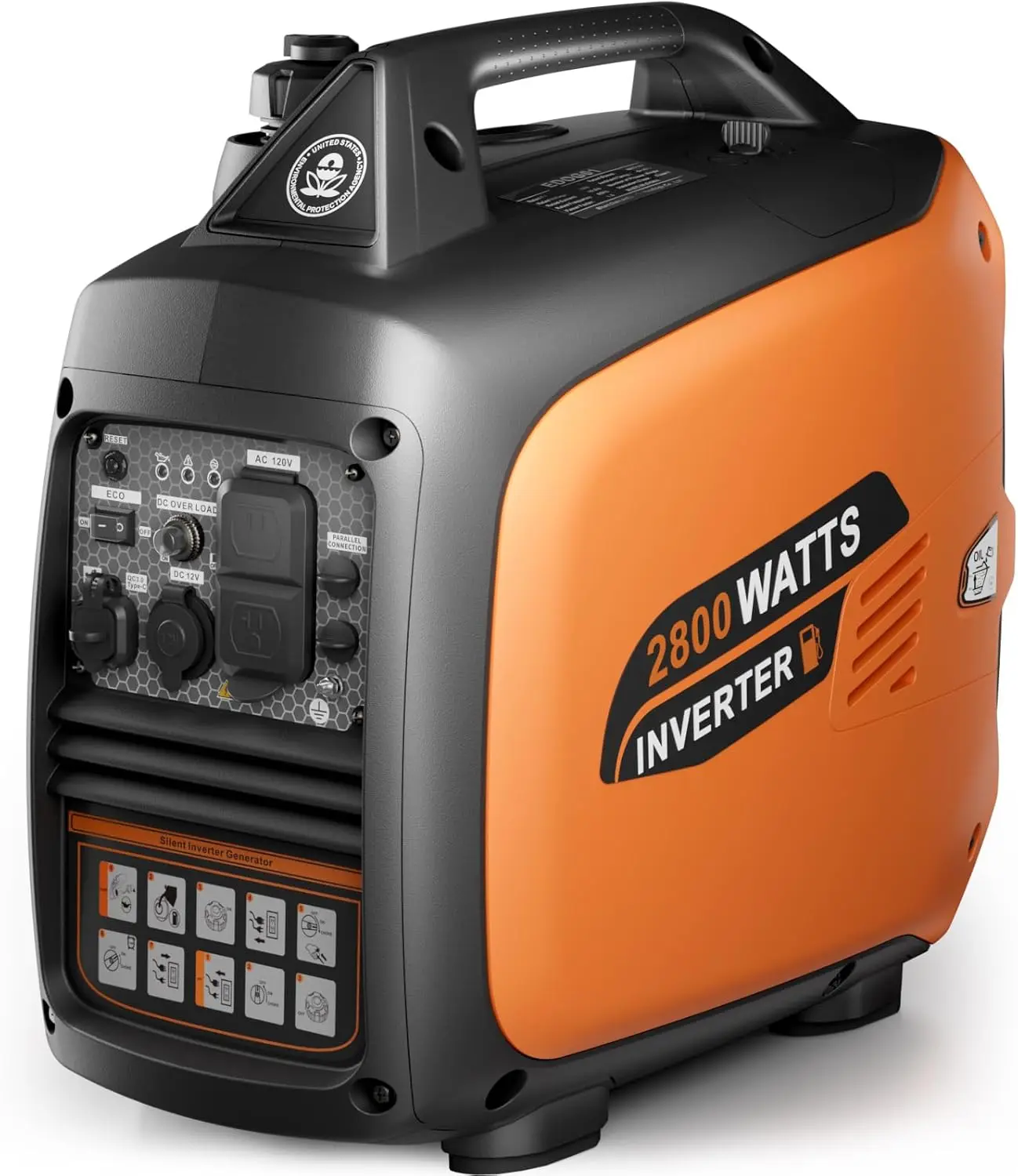 2800-Watt Inverter Generator Gas Powered, Portable Generator for Camping, Emergency Home Backup, Super Quiet
2800-Watt Inverter Generator Gas Powered, Portable Generator for Camping, Emergency Home Backup, Super Quiet