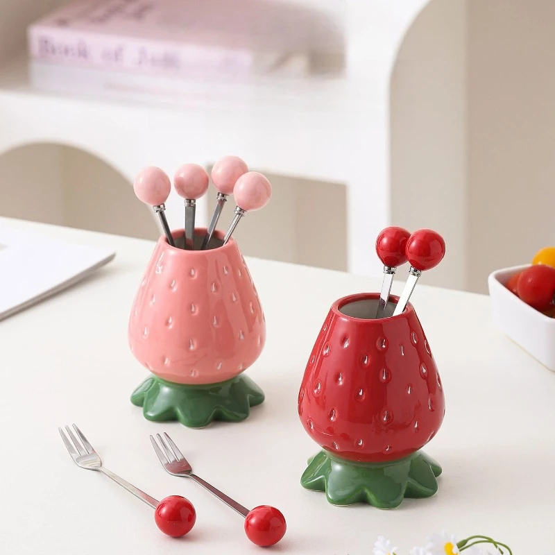 LMM Strawberry Fruit Fork Set Simple Stainless Steel Small Fork Fruit Stick Storage Jar
LMM Strawberry Fruit Fork Set Simple Stainless Steel Small Fork Fruit Stick Storage Jar