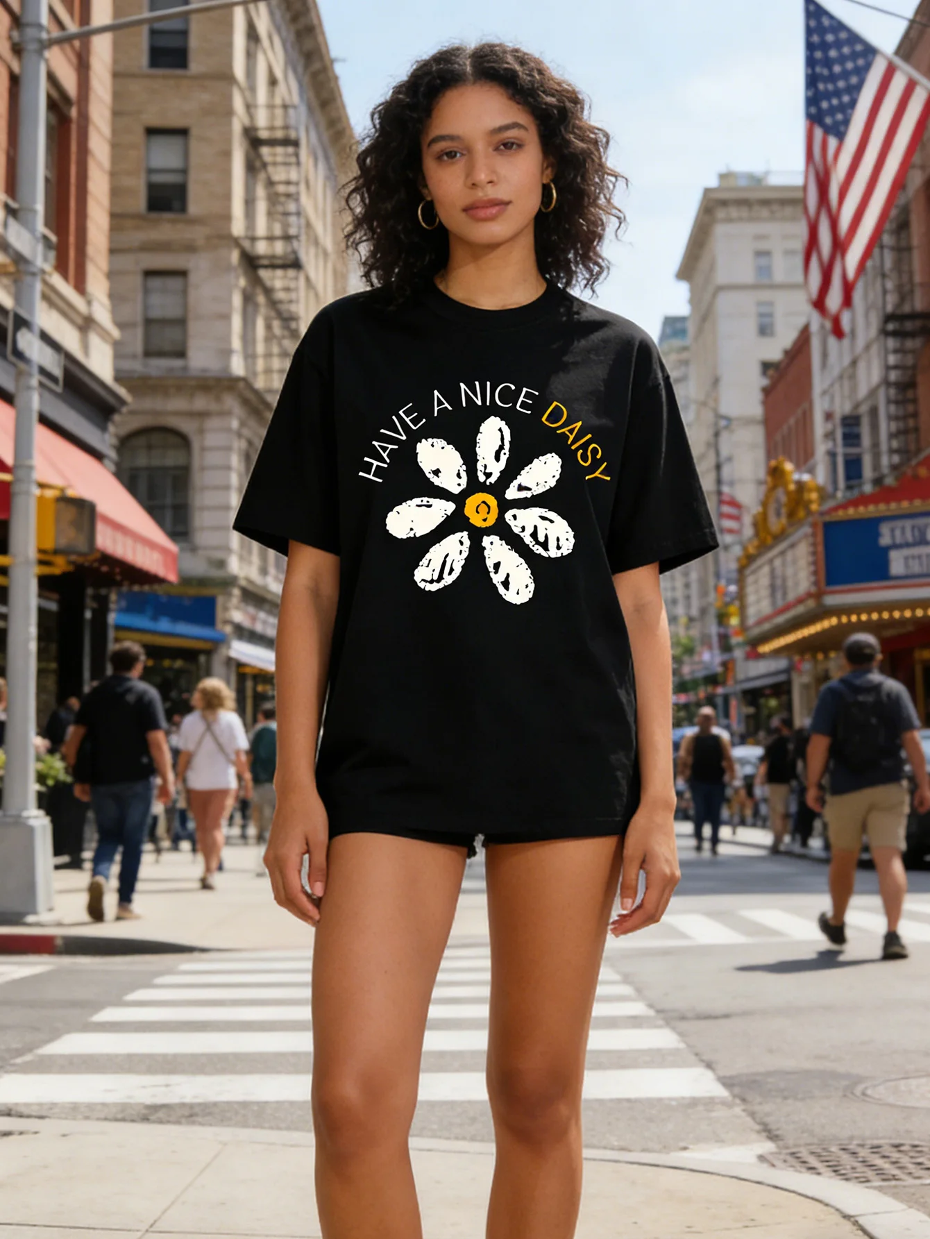 Женская стильная повседневная футболка больших размеров — принт Daisy «Have A Nice Daisy», эластичный топ с круглым вырезом и короткими рукавами, подходит для s
Женская стильная повседневная футболка больших размеров — принт Daisy «Have A Nice Daisy», эластичный топ с круглым вырезом и короткими рукавами, подходит для s