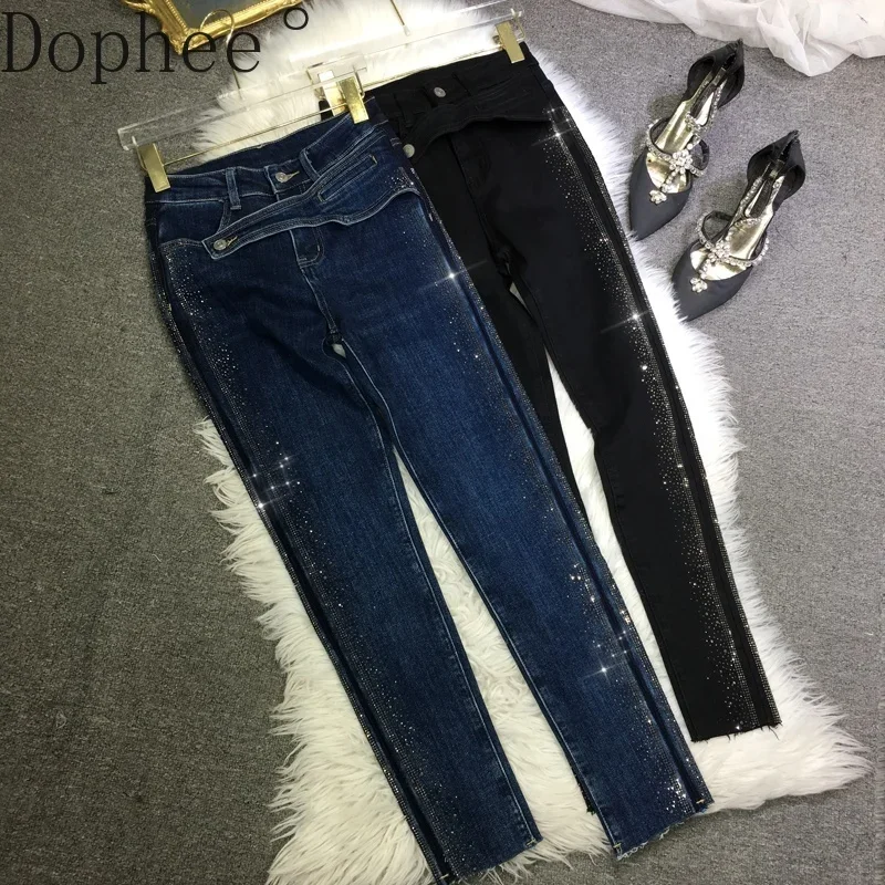 Heavy Hot Drilling Tight Jeans for Women All-match Autumn Winter Stretch Denim Pant High Waist Women Diamonds Pencil Jeans Blue
Heavy Hot Drilling Tight Jeans for Women All-match Autumn Winter Stretch Denim Pant High Waist Women Diamonds Pencil Jeans Blue