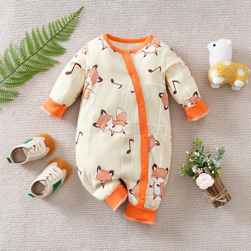 Baby Boy And Girl Cute Fox Print Clothes Long Sleeved Diagonal Cotton Jumpsuit 0-1 Year Old Children Outdoor Climbing Clothes
Baby Boy And Girl Cute Fox Print Clothes Long Sleeved Diagonal Cotton Jumpsuit 0-1 Year Old Children Outdoor Climbing Clothes