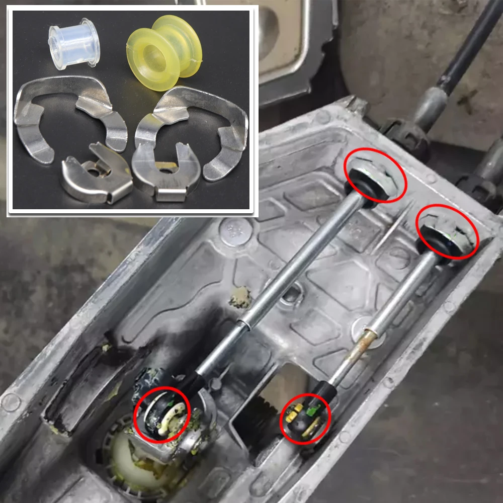 Втулка троса переключения передач с ручным управлением, стопорная шайба, комплект концевых стержней рычага для Audi A3 8L 8P 1996-2012, детали управления коробкой передач 
Втулка троса переключения передач с ручным управлением, стопорная шайба, комплект концевых стержней рычага для Audi A3 8L 8P 1996-2012, детали управления коробкой передач