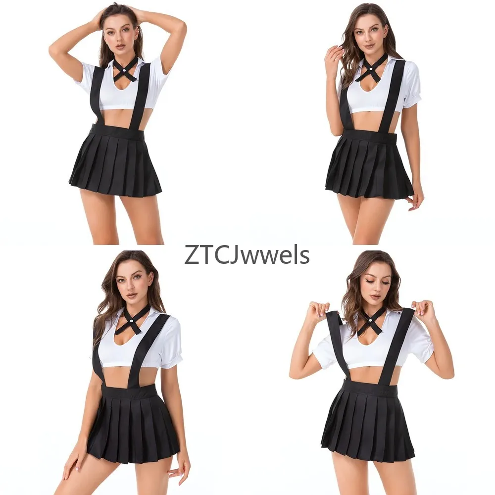 Sexy Cosplay Student Uniform Suspender Skirt and Top Set Black White Pleated Mini for Halloween Carnival Party
Sexy Cosplay Student Uniform Suspender Skirt and Top Set Black White Pleated Mini for Halloween Carnival Party