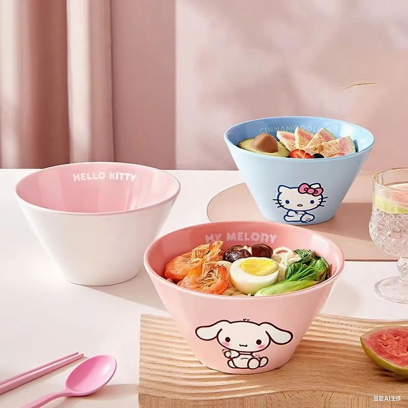 900ML Kawaii Sanrio Large Capacity Ceramic Noodles Bowl Cute Bamboo Hat Personal Soup Bowl Household Tableware Set Gifts Toys
900ML Kawaii Sanrio Large Capacity Ceramic Noodles Bowl Cute Bamboo Hat Personal Soup Bowl Household Tableware Set Gifts Toys