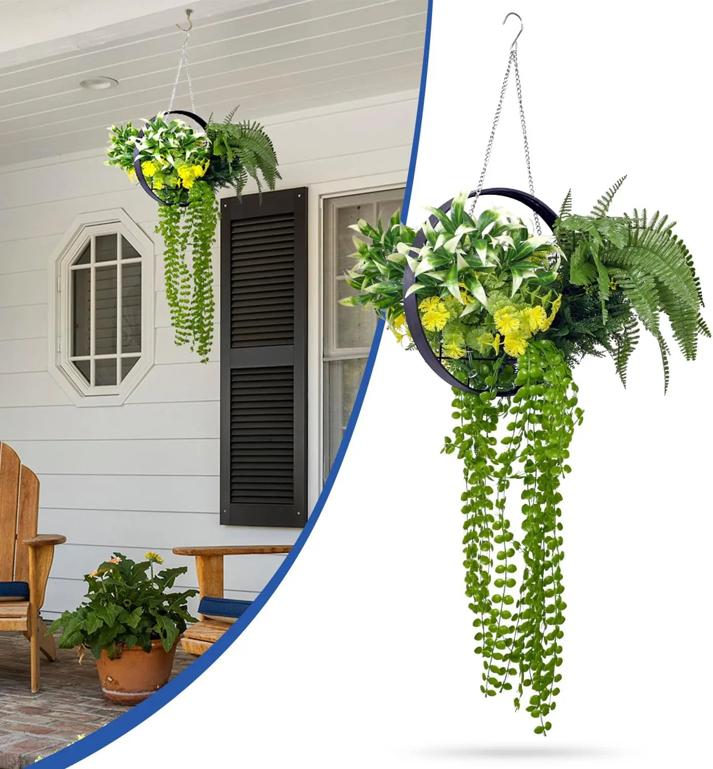 Fake Hanging Plants 6Pcs Artificial Hanging Flower Basket with Black Frame, Greenery Floral for Home Living Room Wall De
Fake Hanging Plants 6Pcs Artificial Hanging Flower Basket with Black Frame, Greenery Floral for Home Living Room Wall De