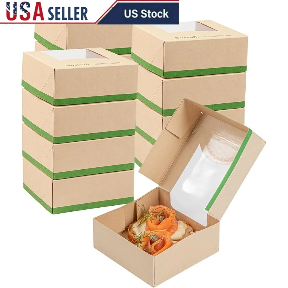 Sustainable Disposable Take Out Containers 50 Pack Bamboo Paper with PLA Lining Clear Window Greaseproof Design Salads Noodles
Sustainable Disposable Take Out Containers 50 Pack Bamboo Paper with PLA Lining Clear Window Greaseproof Design Salads Noodles
