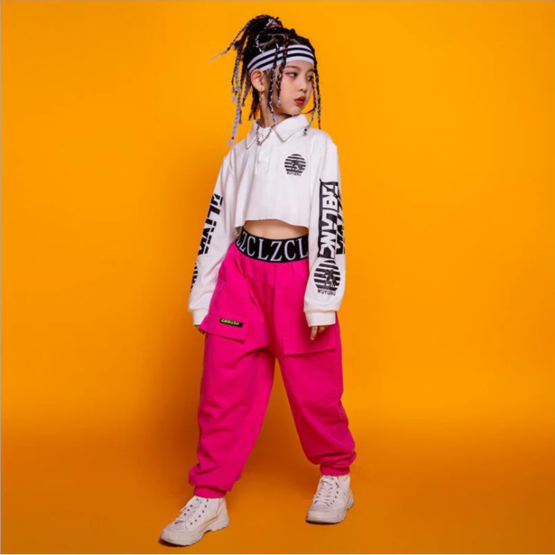 Kids Ballroom Hip Hop dancing Outfits White Sweatshirt Crop Tops Jogger Cargo Pants for Girls Dance Costumes Street Clothes wear
Kids Ballroom Hip Hop dancing Outfits White Sweatshirt Crop Tops Jogger Cargo Pants for Girls Dance Costumes Street Clothes wear