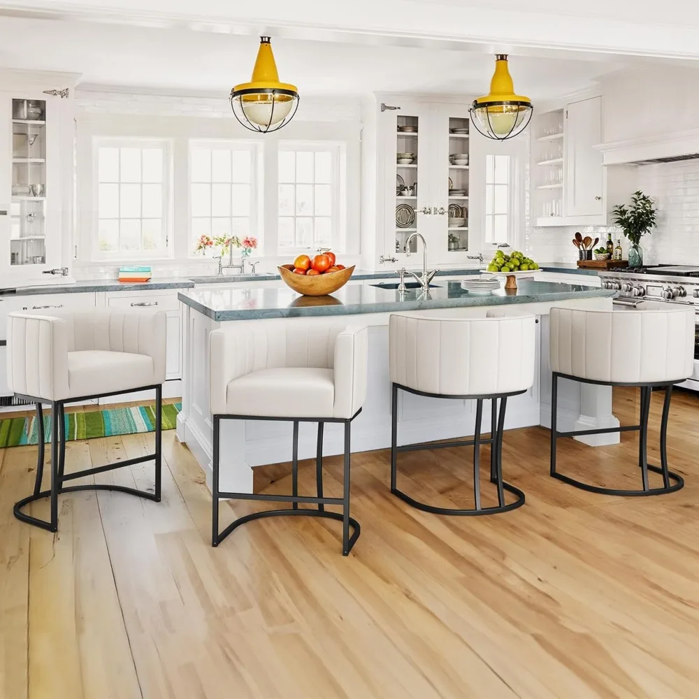 26.4" H Counter Height Bar Stools Set of 4, Modern Barrel Counter Stools with Supporting Backrest and Arms
26.4" H Counter Height Bar Stools Set of 4, Modern Barrel Counter Stools with Supporting Backrest and Arms