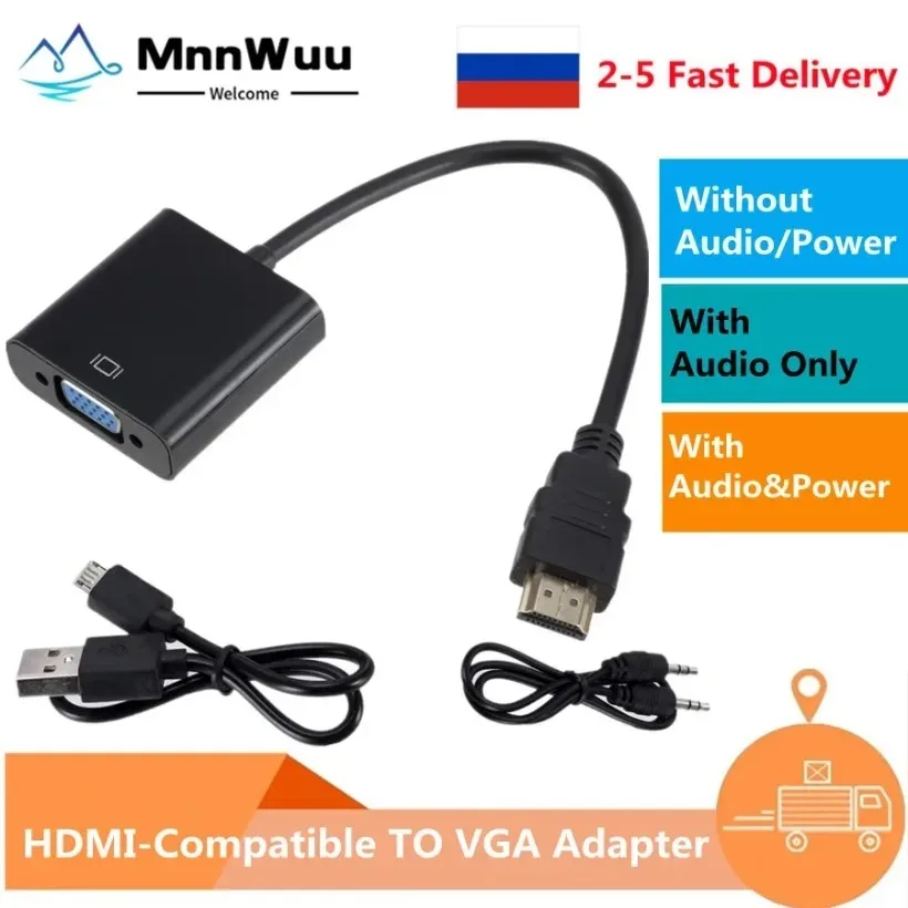 HDMI-compatible TO VGA Adapter Cable Male To Famale Converter 1080P VGA Jack 3.5 AUX Cable USB Power For PC Laptop projector TV
HDMI-compatible TO VGA Adapter Cable Male To Famale Converter 1080P VGA Jack 3.5 AUX Cable USB Power For PC Laptop projector TV