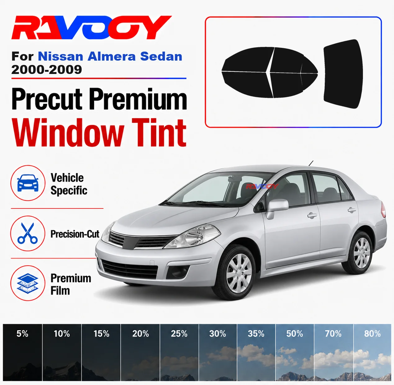 Premium Precut Window Tint Kit Front Rear Windows Rear Windshield For Nissan Almera Sedan 2000-2009 Car Solar Nano Ceramic Film
Premium Precut Window Tint Kit Front Rear Windows Rear Windshield For Nissan Almera Sedan 2000-2009 Car Solar Nano Ceramic Film