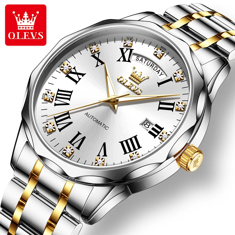 OLEVS New Luxury Business Men's Automatic Mechanical Watch Stainless Steel Waterproof Roman Numerals Dual Calendar Watches Mens
OLEVS New Luxury Business Men's Automatic Mechanical Watch Stainless Steel Waterproof Roman Numerals Dual Calendar Watches Mens