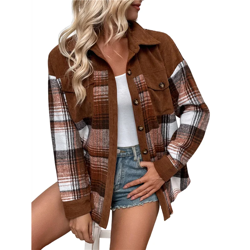 FX-Women's Color Block Corduroy Shirts Long Sleeve Button Down Boyfriend Blouses Tops
FX-Women's Color Block Corduroy Shirts Long Sleeve Button Down Boyfriend Blouses Tops