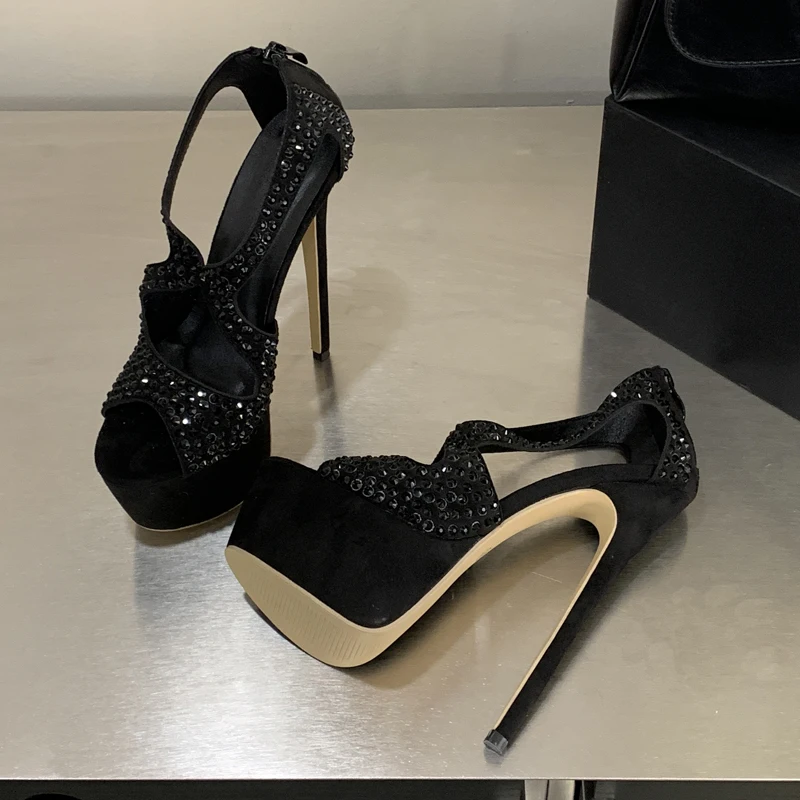 Aneikeh Sexy Nightclub CRYSTAL Diamond Peep Toe Sandals Woman Striptease Pumps Stiletto High Heels Zipper Wedding Party Shoes
Aneikeh Sexy Nightclub CRYSTAL Diamond Peep Toe Sandals Woman Striptease Pumps Stiletto High Heels Zipper Wedding Party Shoes