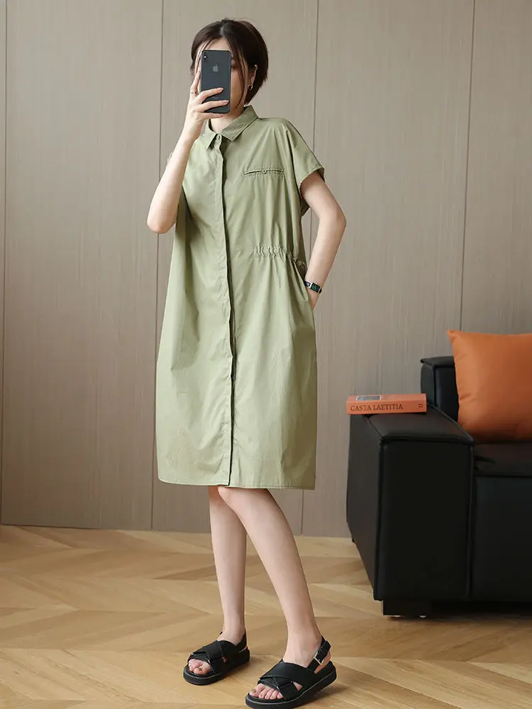 Summer New Women's Oversize Dress Loose Casual Commuting POLO Collar Shirt A-line Skirt
Summer New Women's Oversize Dress Loose Casual Commuting POLO Collar Shirt A-line Skirt