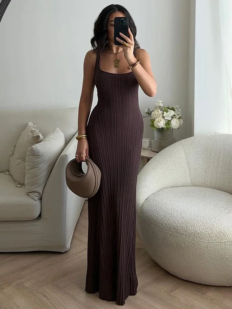 Ribbed Knit Sweater Maxi Dress For Women Summer Backless Slim Holiday Beach Fashion Elegant Dress Female Solid Long Dress
Ribbed Knit Sweater Maxi Dress For Women Summer Backless Slim Holiday Beach Fashion Elegant Dress Female Solid Long Dress