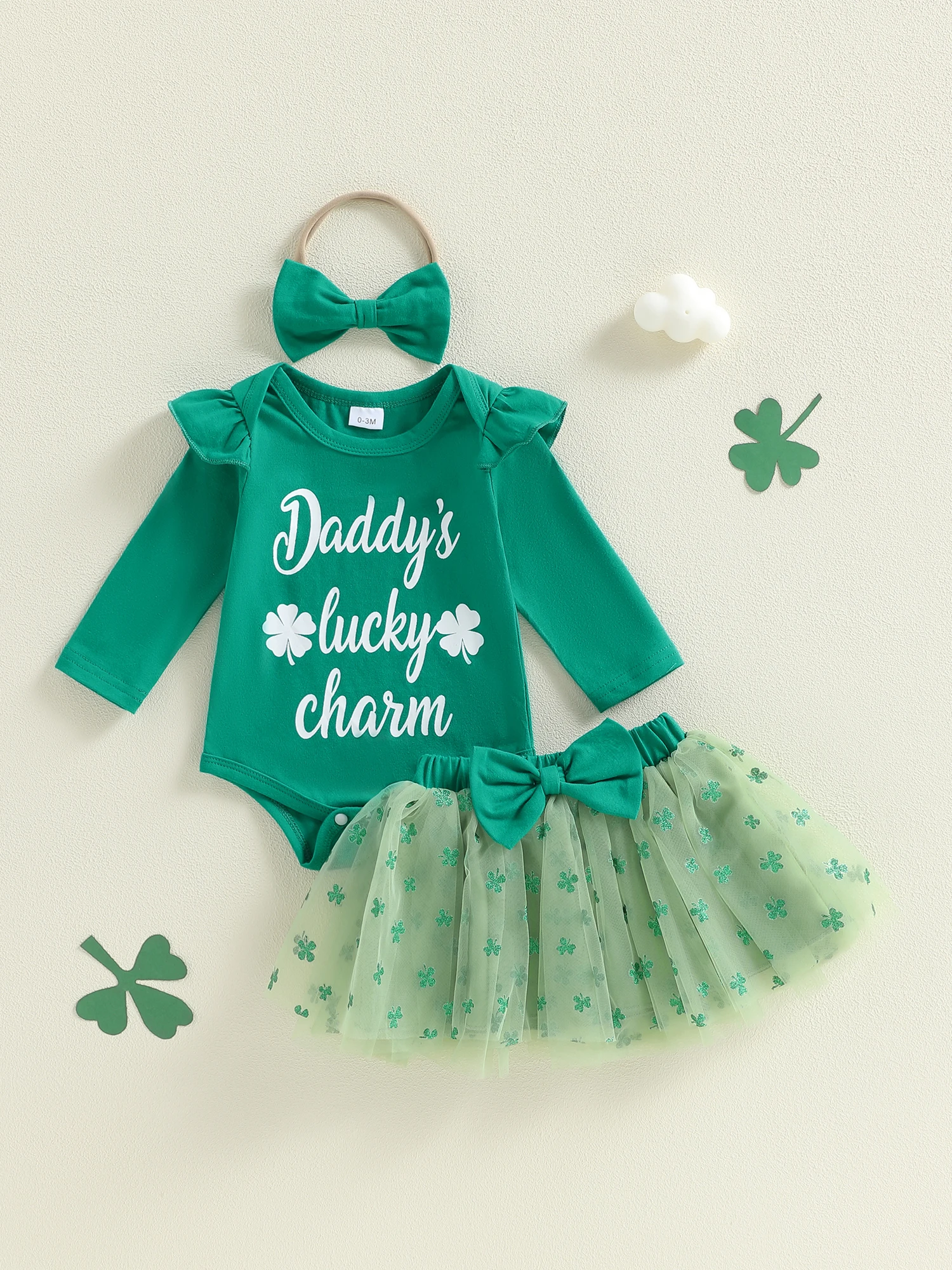 St Patrick s Day Toddler Dress Green Clover Print Ruffle Sleeve Romper Tutu Skirt and Headband 3 Piece Set for Girls
St Patrick s Day Toddler Dress Green Clover Print Ruffle Sleeve Romper Tutu Skirt and Headband 3 Piece Set for Girls