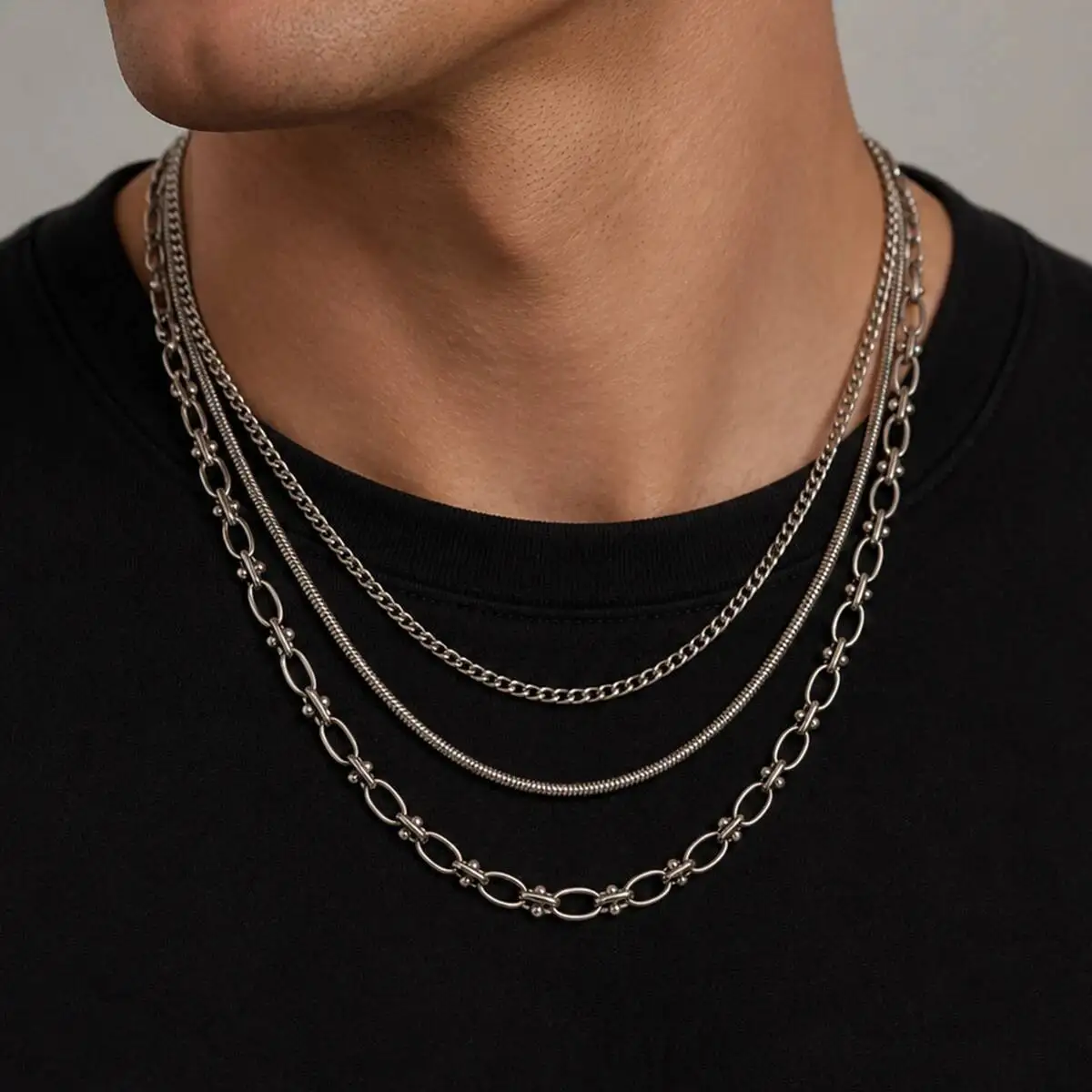 Ingemark Trendy Gothic Waterproof Stainless Steel Necklace for Men Hip Hop Punk Silver Color Cuban Chain Snake Bone Chain Choker
Ingemark Trendy Gothic Waterproof Stainless Steel Necklace for Men Hip Hop Punk Silver Color Cuban Chain Snake Bone Chain Choker