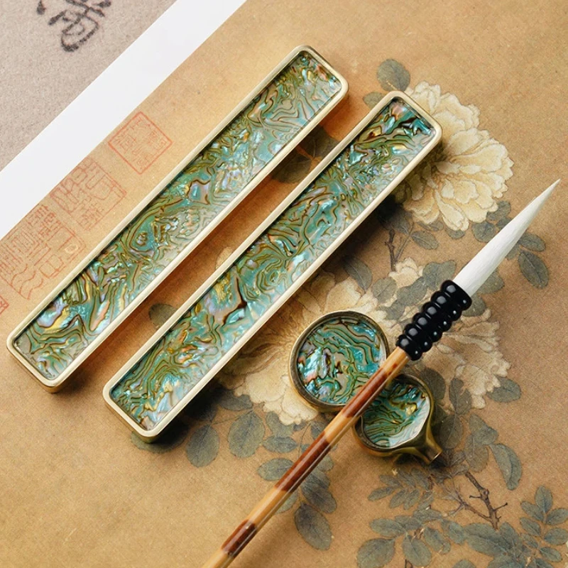 Solid Brass Paperweight with Mother of Pearl Pattern for Calligraphy Painting Desk Decoration Pen Rest Gift Home Office
Solid Brass Paperweight with Mother of Pearl Pattern for Calligraphy Painting Desk Decoration Pen Rest Gift Home Office
