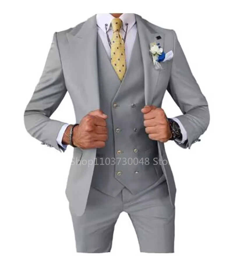 Smart Casual 3 Piece Peak Lapel Single Breasted Wedding Suit for Men Fashion Formal Best Man Groom Tuxedo Slim Fit Costume Homme
Smart Casual 3 Piece Peak Lapel Single Breasted Wedding Suit for Men Fashion Formal Best Man Groom Tuxedo Slim Fit Costume Homme