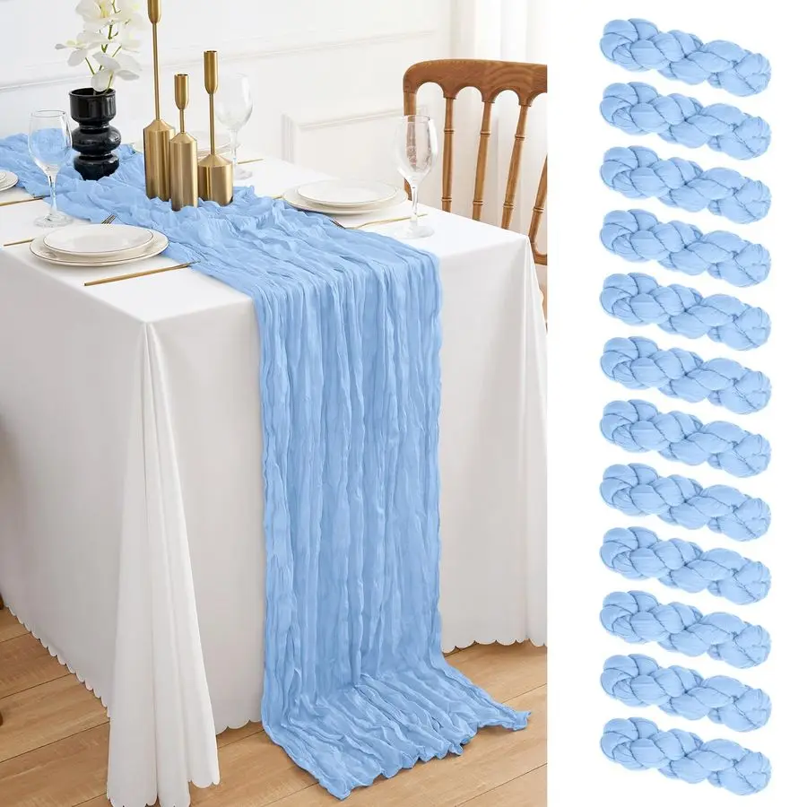 Скатерть-дорожка из марли Baby Blue, светло-голубая, в стиле бохо, рустик, 120 дюймов (10 футов), для свадеб и мероприятий
Скатерть-дорожка из марли Baby Blue, светло-голубая, в стиле бохо, рустик, 120 дюймов (10 футов), для свадеб и мероприятий