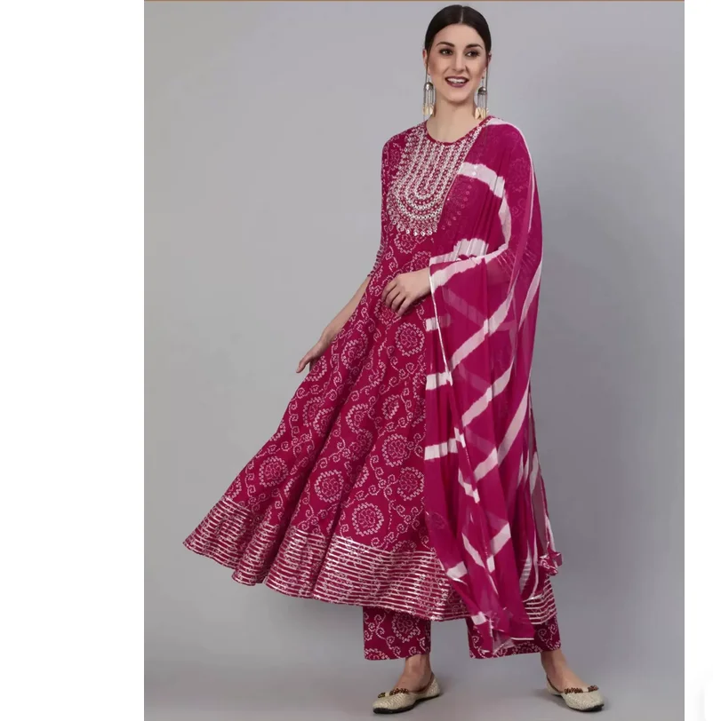 Indian Pure Cotton Rose Red Printed Women's 3-Piece Set for Spring and Summer
Indian Pure Cotton Rose Red Printed Women's 3-Piece Set for Spring and Summer