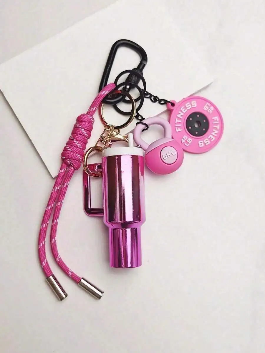 Fitness Keychain Set With Barbell Dumbbell Pendant Pink Rope Chain For Gym Enthusiasts
Fitness Keychain Set With Barbell Dumbbell Pendant Pink Rope Chain For Gym Enthusiasts