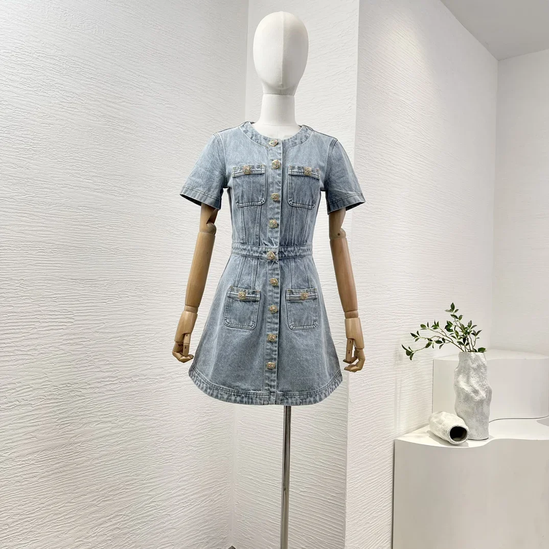 Summer New Casual Office Lady High Quality Cotton Waist Pockets Blue Short Sleeve 2024 Classic Jeans Mini Dress
Summer New Casual Office Lady High Quality Cotton Waist Pockets Blue Short Sleeve 2024 Classic Jeans Mini Dress