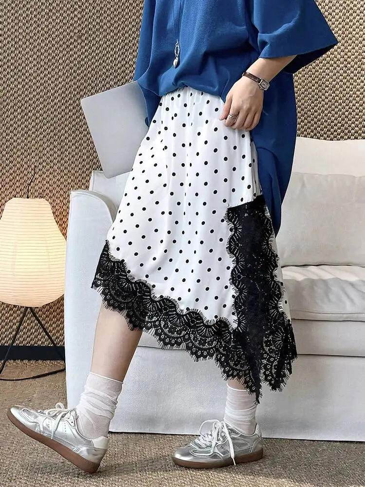 High Elastic Waist Black Dot Printed Lace Irregular A-line Half-body Skirt Women Fashion New Spring Summer 2026 XXYP
High Elastic Waist Black Dot Printed Lace Irregular A-line Half-body Skirt Women Fashion New Spring Summer 2026 XXYP