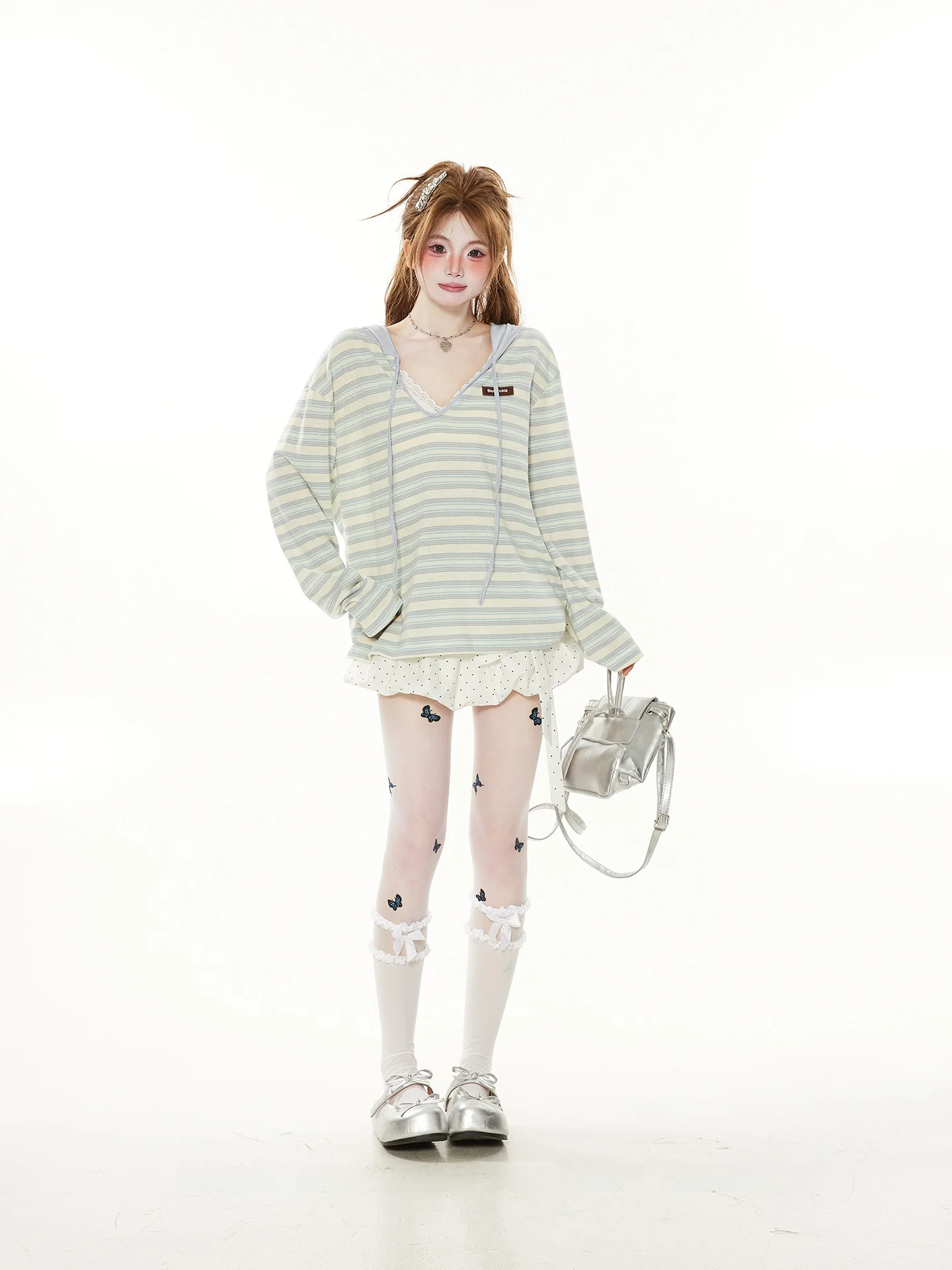 Design Sensation Color Block Striped Hooded V-Neck Long Sleeve T-Shirt Women's Loose Casual See-Through Top Trendy Commute Wear
Design Sensation Color Block Striped Hooded V-Neck Long Sleeve T-Shirt Women's Loose Casual See-Through Top Trendy Commute Wear