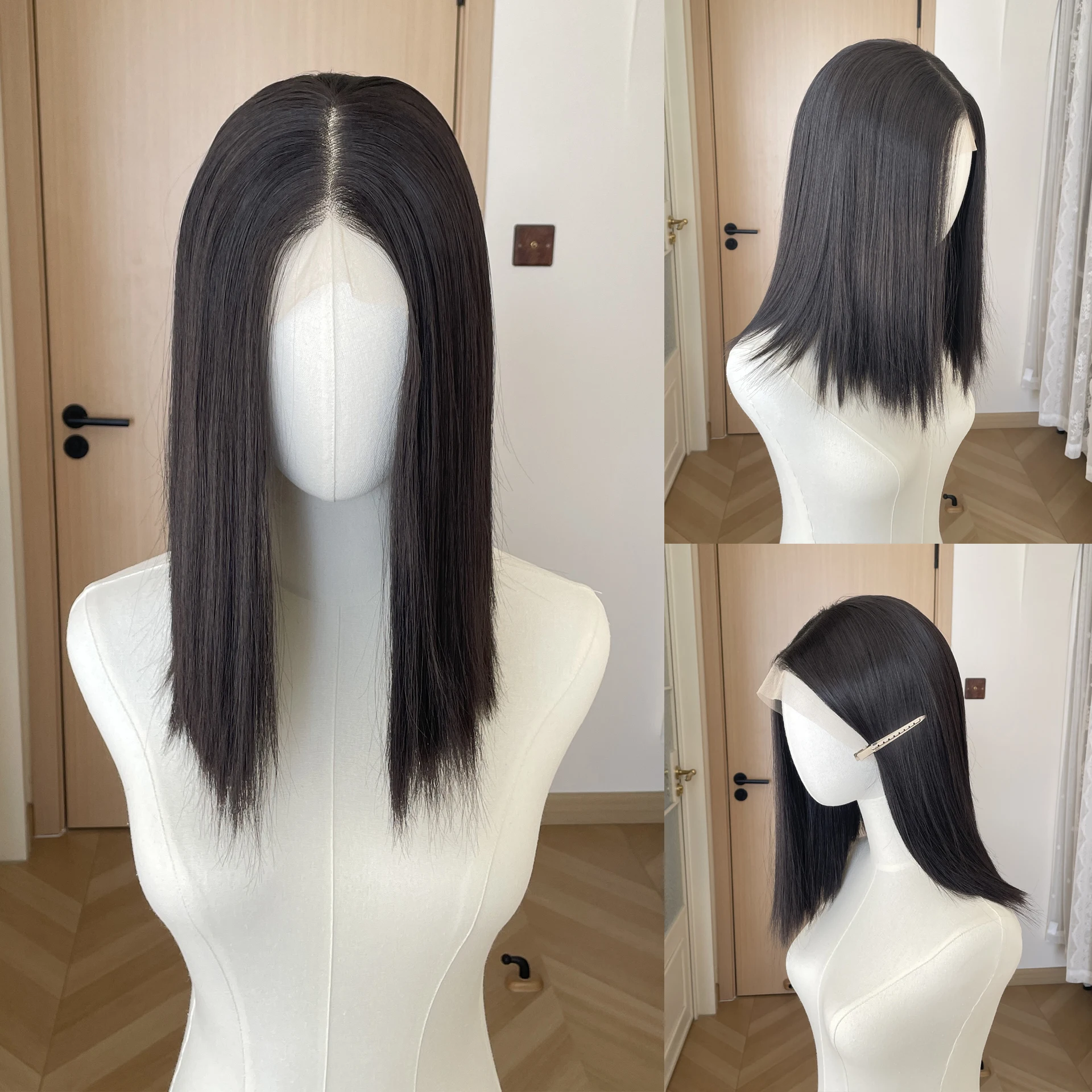 Natural Black 13x6 Synthetic Lace Front Wigs for Black Women Shoulder Length Glueless Synthetic Wigs 150% Density Half Hand Tied
Natural Black 13x6 Synthetic Lace Front Wigs for Black Women Shoulder Length Glueless Synthetic Wigs 150% Density Half Hand Tied