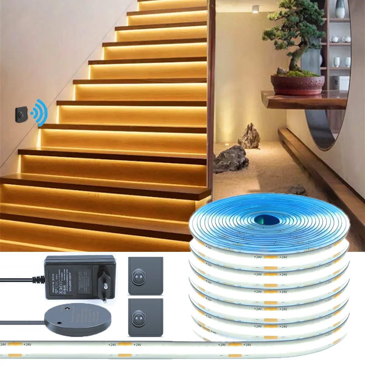 LED Night Light with Moveable Motion Sensor,24V COB Strip Wall Lamp 3m 5m 10m For Stair Hallway Bedroom Night Safety Lighting
LED Night Light with Moveable Motion Sensor,24V COB Strip Wall Lamp 3m 5m 10m For Stair Hallway Bedroom Night Safety Lighting