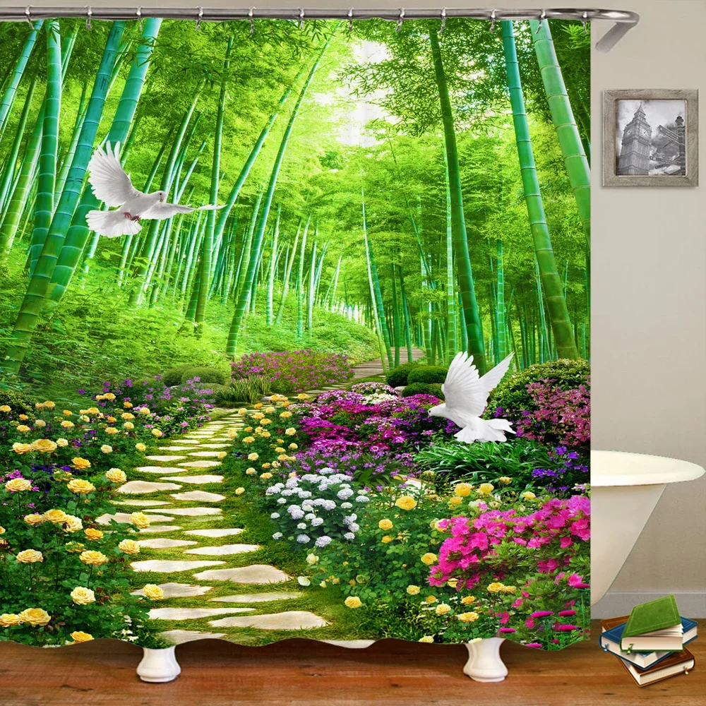 3D Natural Bamboo Forest scenery Printing Shower Curtain Bathroom Curtains Waterproof Polyester Home Decorate Curtain With Hook
3D Natural Bamboo Forest scenery Printing Shower Curtain Bathroom Curtains Waterproof Polyester Home Decorate Curtain With Hook